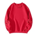 thumbnail image 4 of Women Tops Women's Long Sleeve Sweatshirt Casual Crewneck Loose Fit Pullover Fleece Tops, Christmas Print Design, Comfortable and Warm Apparel,Red,L, 4 of 4