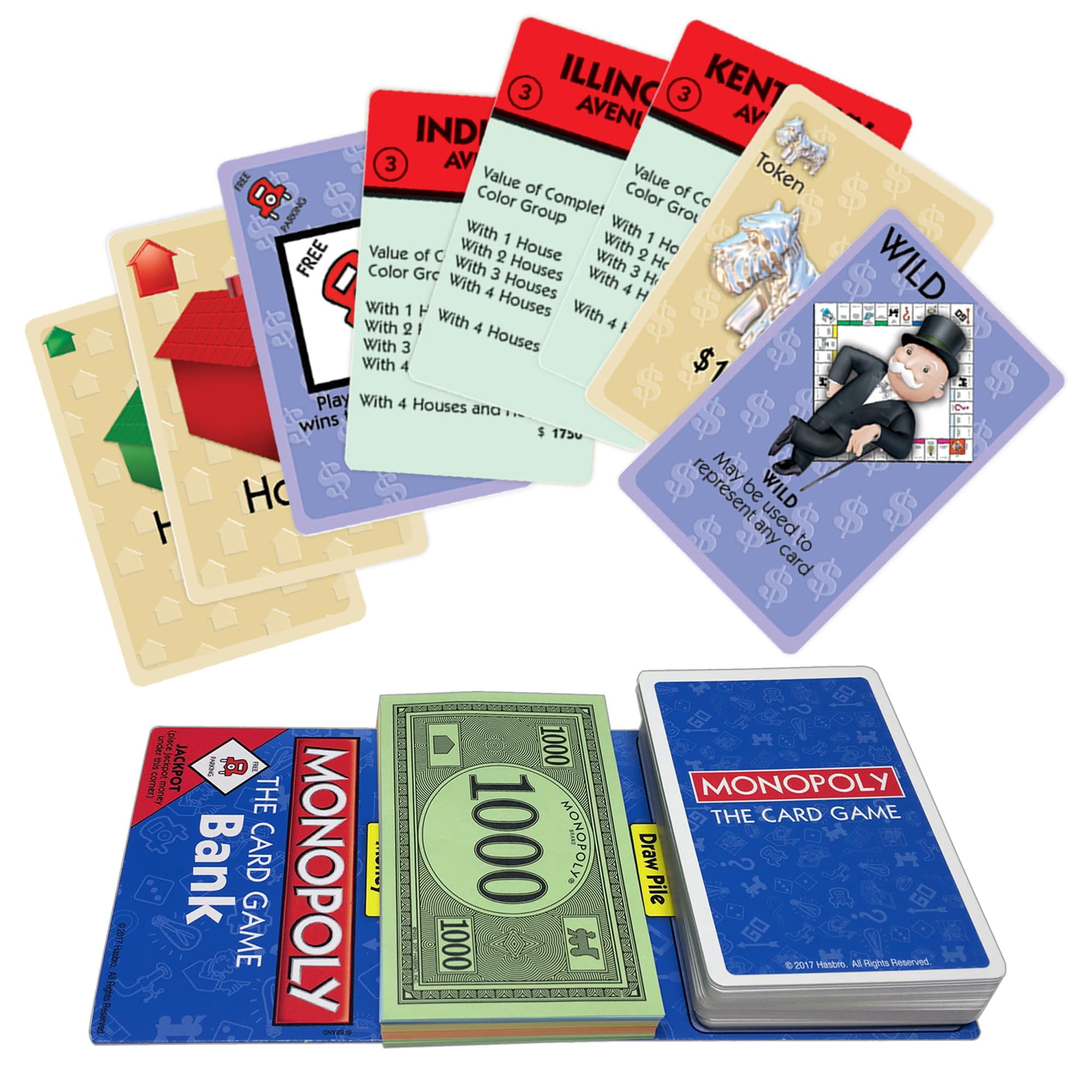 Winning Moves Monopoly The Card Game Games USA, Rummy Style Card Game Version of The World's Most Famous Game for 2 to 4 Players, Ages 8+, Blue C43