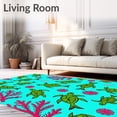 thumbnail image 2 of ODIKA 5'x7' Machine Washable Non-Slip Area Rug, Coral Reef Marine Life Swimming with Starfish Design High Traffic Rug with Pad, Blue, 706092, 2 of 8
