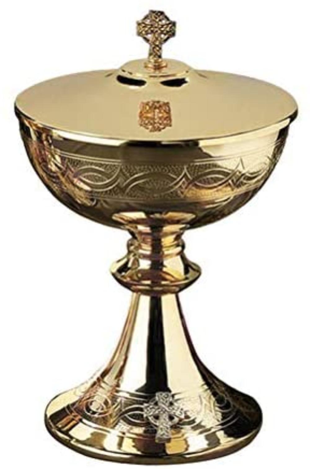 Etched Celtic Cross Chalice with Paten