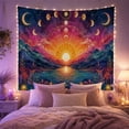 thumbnail image 2 of Symmetrical Celestial Landscape with Radiant Sun on Horizon, Mystical Celestial for Space Lovers, Cosmic Wall Art Decor, Birthday Gift, Tapestry Wall Hanging for Bedroom and Living Room, 2 of 7