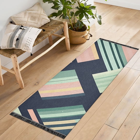 Yayeee Runner Rug for Bedroom 2'x6' Machine Washable Hallway Non Slip Mat, Isometric Pink