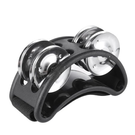 Foot Tambourine Percussion Instrument Metal Jingle Bell Accessories Black