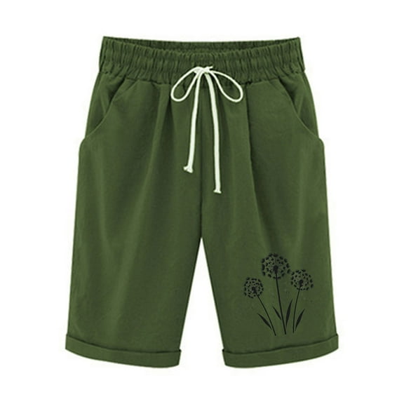 Women Shorts Summer Plus Size Short Biker Shorts for Women Elastic Waist Printing Drawstring Shorts