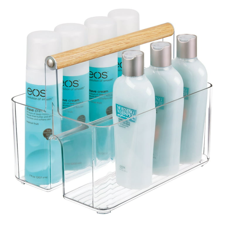 mDesign Plastic Divided Portable Shower Caddy Storage Organizer -  Clear/Natural