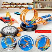 KNMDU Race Car Track Set Toy Stunt Racing Playset with 360° Loop Car Track for Kids Ages 3+ with Four 1:64 Scale Vehicles
