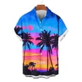 thumbnail image 4 of LEKWK Hawaiian T-Shirts for Men Short Sleeve Collared Button Down Shirts Lightweight Floral Print Loose Fit Beach Party Vacation Wear Blue XXXL, 4 of 6