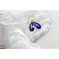 thumbnail image 2 of 14k Gold Filled CZ Earrings Purple Lavender Simulated Tanzanite in Cubic Zirconia Faceted Teardrops Designed for Adult Women, 2 of 5