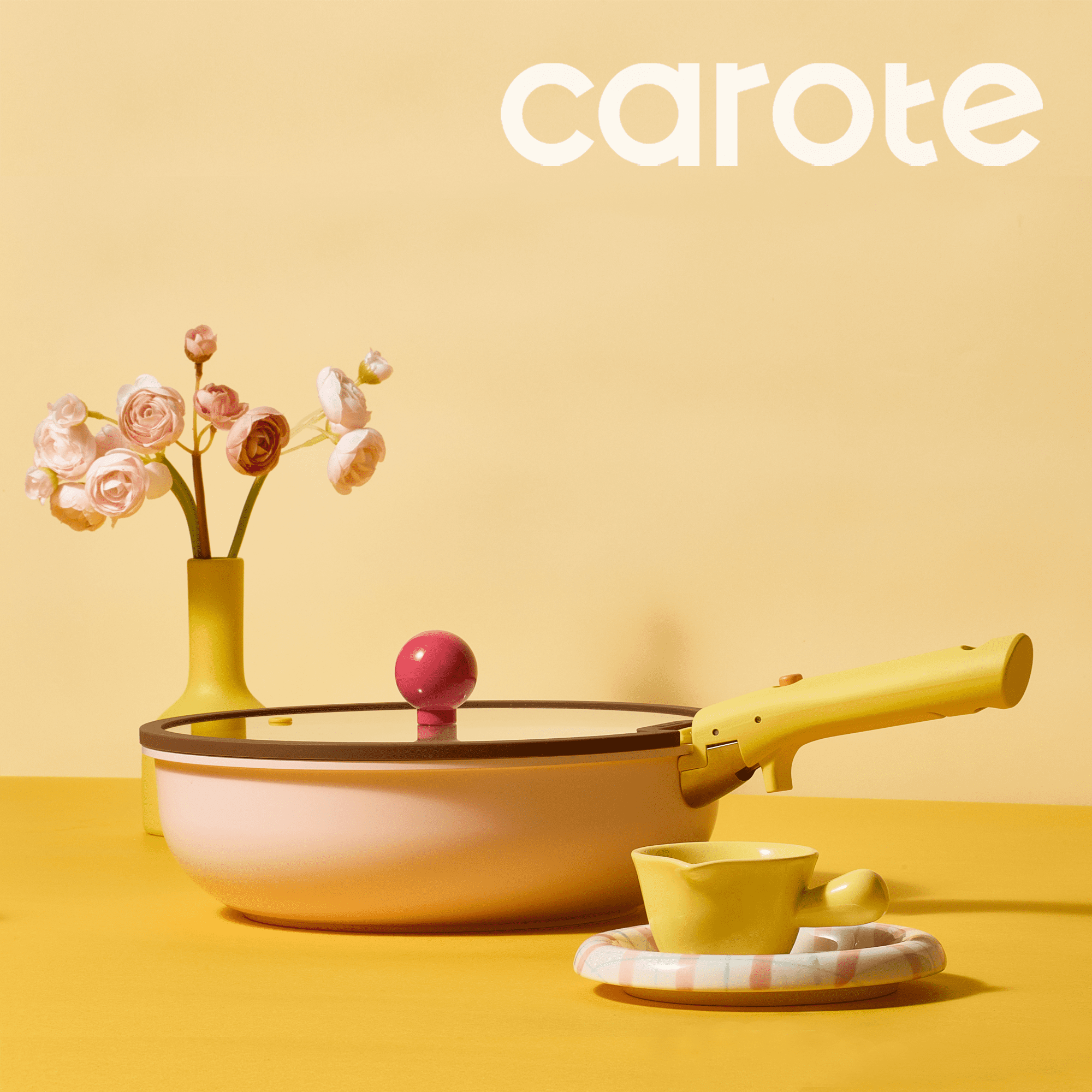 Carote 20 Pcs Ceramic Nonstick Cookware Set, Pots and Pans with Detachable Handles, Oven/Dishwasher Safe, Stackable Kitchen Cooking Set, Colorful