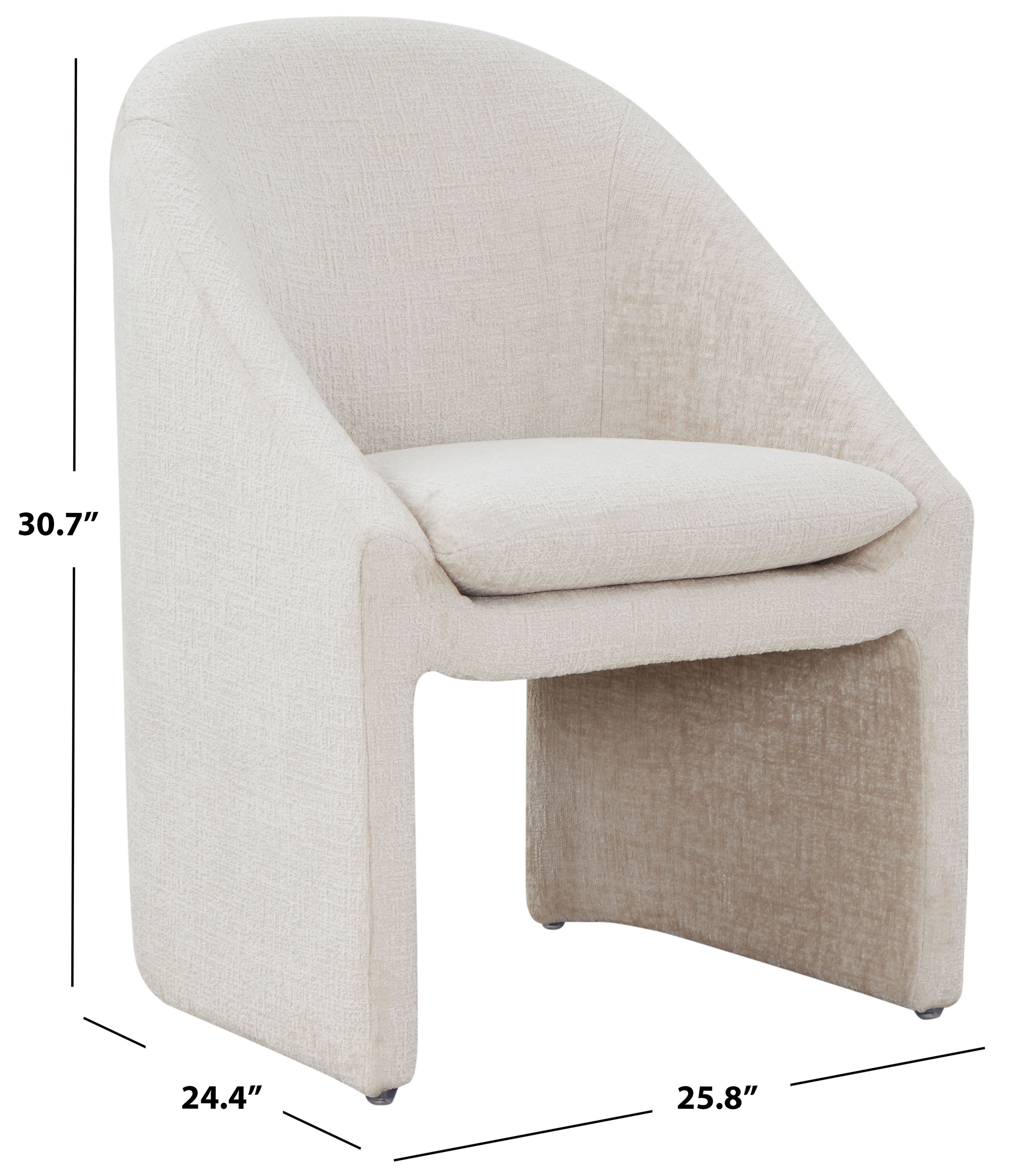 Safavieh Couture Kagan Chenille Modern Wood and Fabric Dining Side Chair, Creme