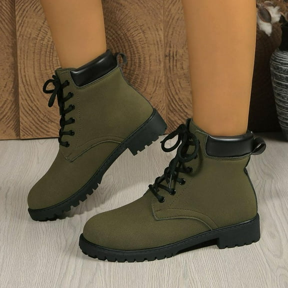 Tawop Womans Boots Low Heel Lace Up Winter Fall Boots