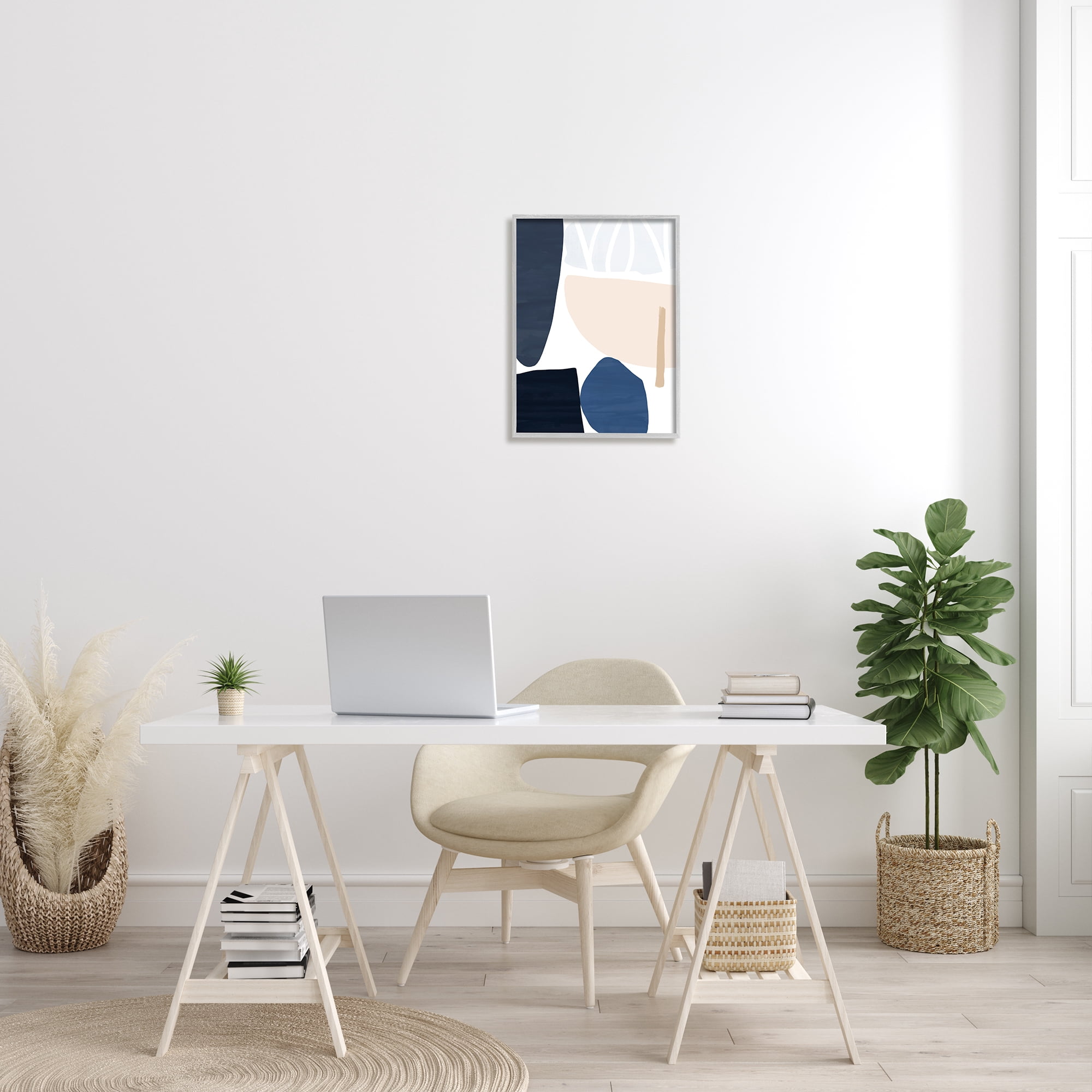 Stupell Indtries Abstract Shape Collage Modern Blue Pink Beige ,16 x 20,Design by Victoria Barnes