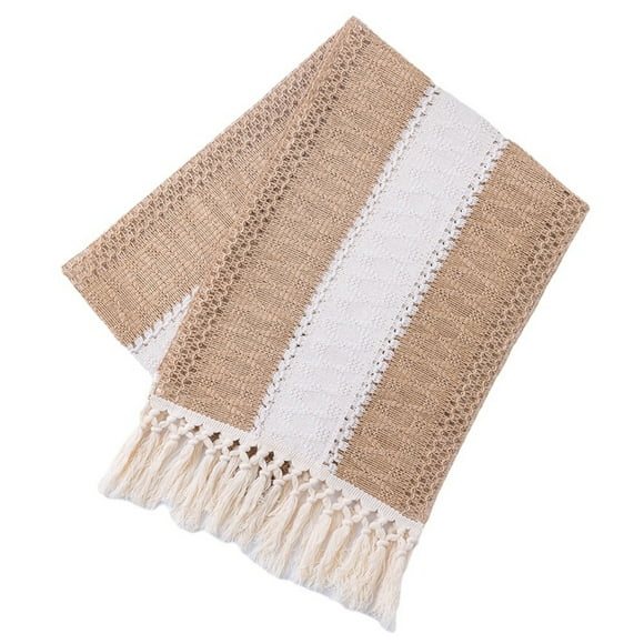 jovati Rustic Boho Table Runner Tablecloth With Fringe For Kitchen Home And Meal Wedding Decor