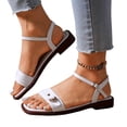 thumbnail image 4 of White Womens Flat Sandals Square Open Toe Single Adjustable Buckle Soft Lightweight Structure For Daily Outdoor Leisure And Long Time Comfort Wearing, 4 of 9