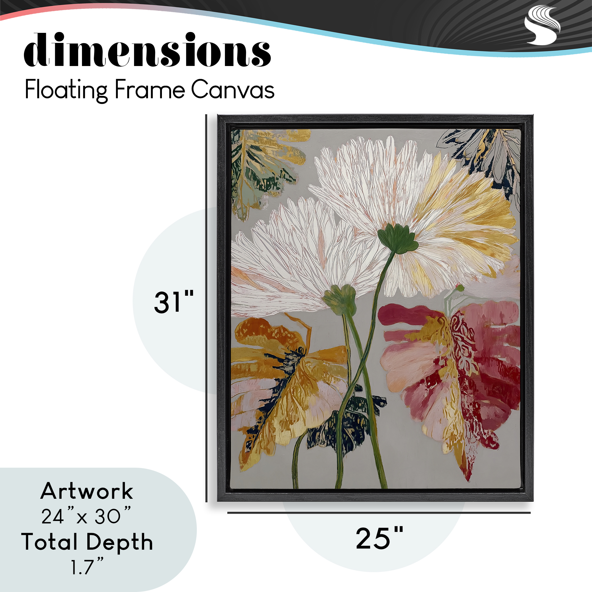 Playful Assumptions Flowers Black Framed Floater Canvas Wall Art, design by Annabelle Hall