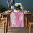 thumbnail image 2 of Pink Marble Table Runner - 90 Inch Long, Kitchen Dining Table Runner Dresser Scarves, Modern Ombre Abstract Fluid Aesthetic Art Farmhouse Decor for Coffee Tables Wedding Party Banquet, 2 of 8