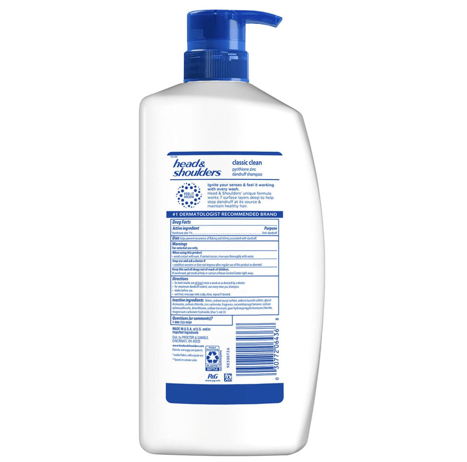 Head and Shoulders Dandruff Shampoo, Anti-Dandruff Treatment, Classic Clean for Daily Use, 40 oz.