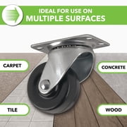 Super Sliders 1.5 inch Swivel Plate Caster with 360° Rotation, 40 lb Load Capacity, Non-Marking Black Rubber Wheel - 1 Pack