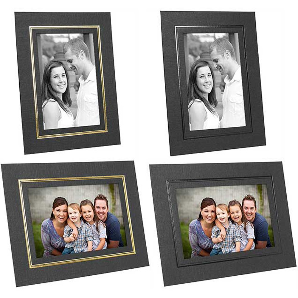 Cardboard Easel Picture Frames 5x7 Black w/Black Foil Border (25 Pack