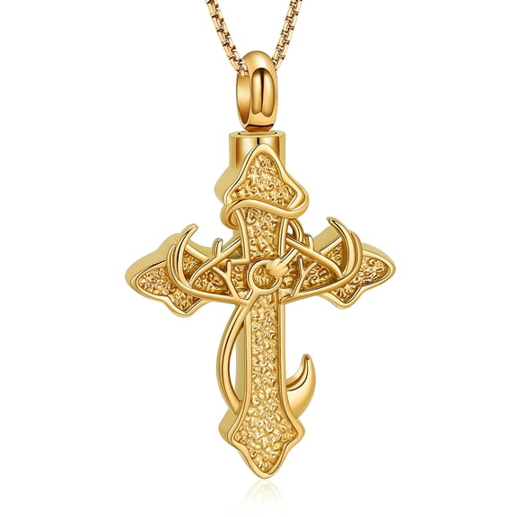 Cross Urn Necklace for Ashes Fish Hook Cremation Jewelry Ashes Pendant Stainless Steel Deer Antler Memorial Human / Pet Keepsake Ashes Holder for Women