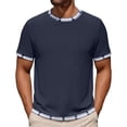thumbnail image 2 of Men's Solid Color Basic Casual Short Sleeve Crewneck T-Shirt Top Tee for Daily Streetwear Loungewear Gym Workout Modern Fashion Essential | AESTIVO,Navy L, 2 of 8