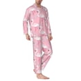thumbnail image 2 of Kdxio Pink Flamingo Men’s Pajama Set Pajamas For Men 2 Piece PJ Set with Men Pajama Pants and Long Sleeve T-Shirt Lounge Set-Small, 2 of 7