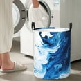thumbnail image 5 of Picia Blue White Fluid Art Pattern Large Laundry Basket, Waterproof, Freestanding Laundry Hamper, Collapsible Tall Clothes Hamper with Extended Handles-Medium, 5 of 6
