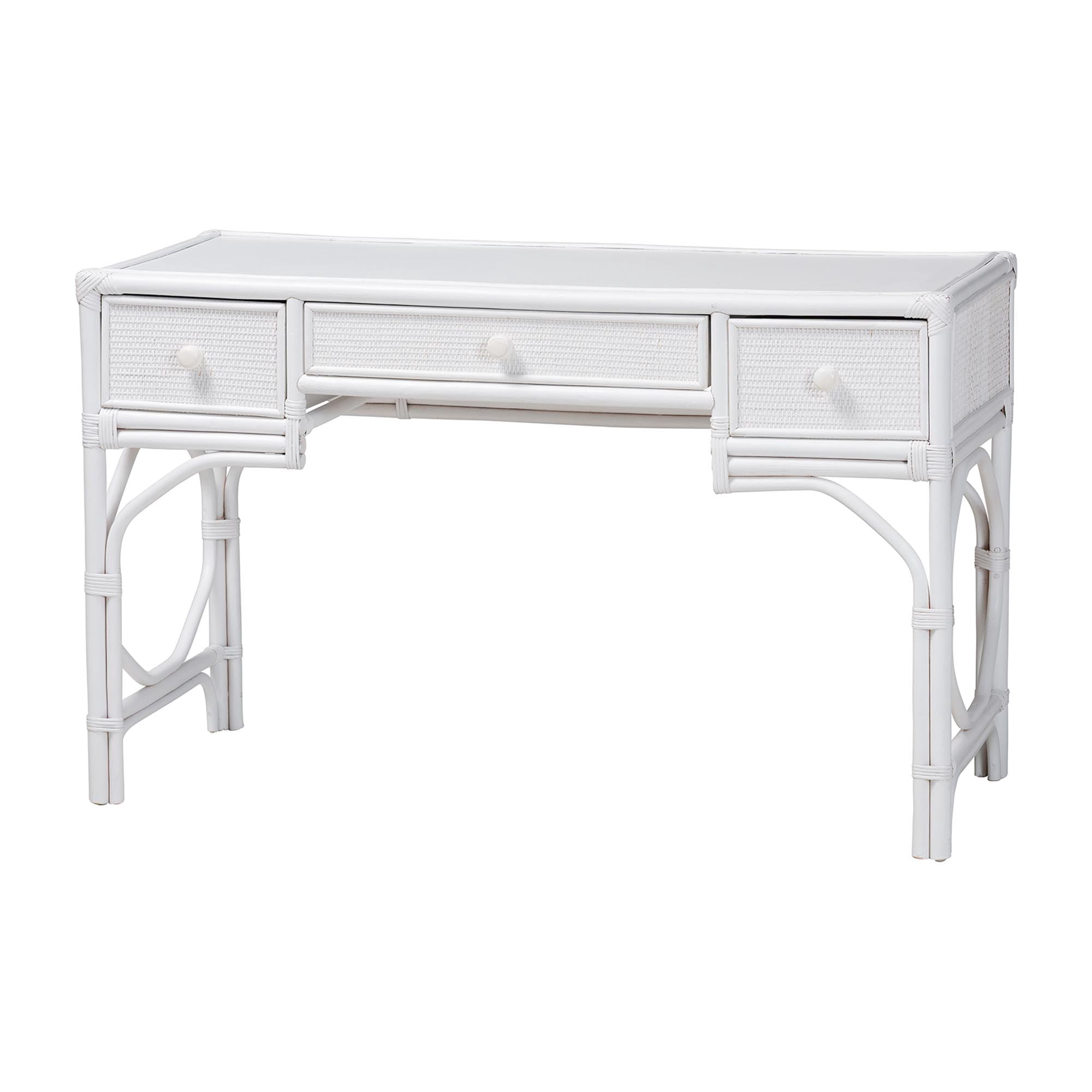 bali & pari Arben Boho Desk, 3-Drawer, White
