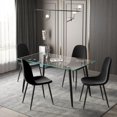 thumbnail image 2 of INO Design 5 Piece Furniture Contemporary Glass Dining Kitchen Table, Metal Legs with Black Skin Sturdy, TransparentSet for 4, Fabric Chairs with Metal Leg (Black), 2 of 2