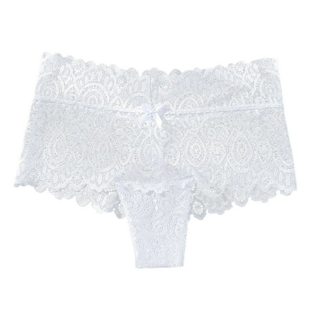 BYHONG Women s Lace Sexy Hollow Underwear Back Waist Lace Mid High Waist Hollow Breathable Widened Belt Belly Briefs Panties Womens Panties White XL