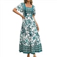 thumbnail image 2 of Vestido Informal, Fluido, con Estampado Floral Bohemio, de Corta y Corte Escalonado para Mujer (Verano 2025) Verde L, 2 of 9
