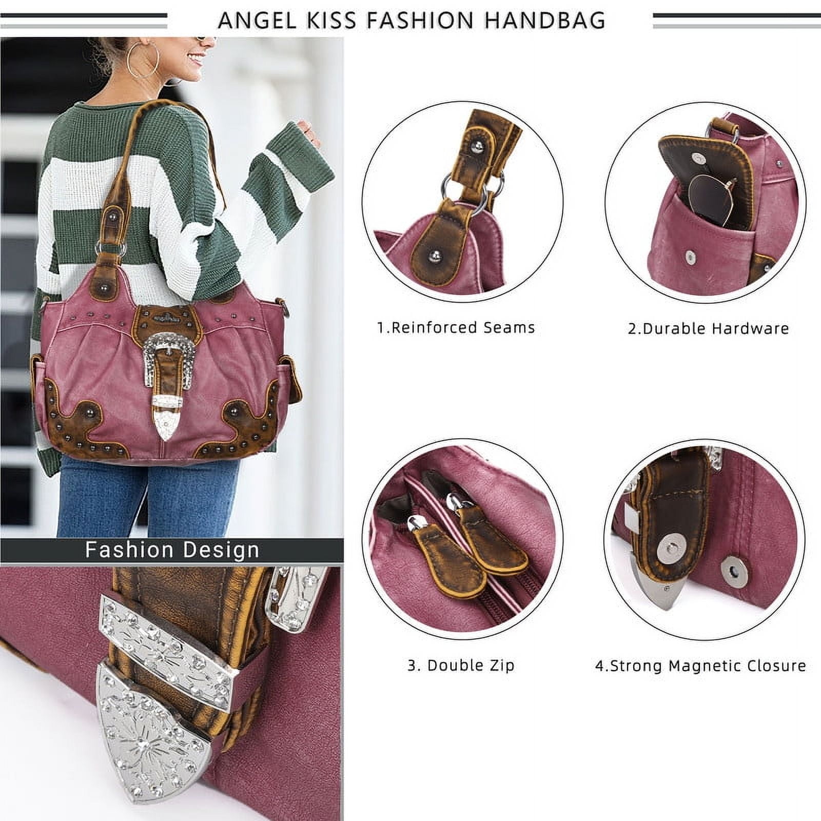 Angel Kiss Hobo Bags for Women Vegan Leather Purses and Handbags Crossbody Purses Ladies Chic Shoulder Bags