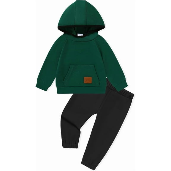 SANMIO Toddler Boy Clothes Boys Fall Winter Outfit Long Sleeve Solid Hoodie Sweatshirts Sweatpant 2Pcs Baby Clothing Set 1-6T