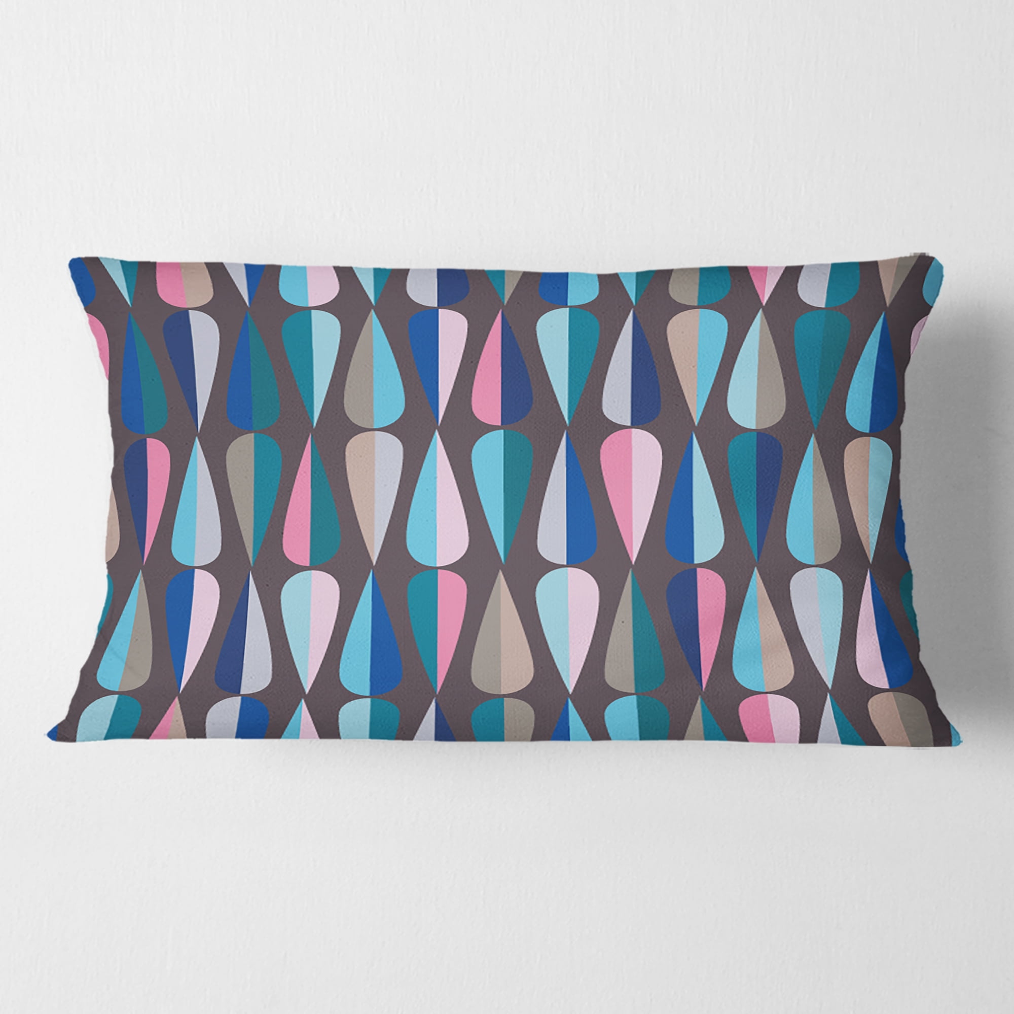 Designart Retro Abstract Drops VIII' Mid-Century Modern Throw Pillow - 12x20