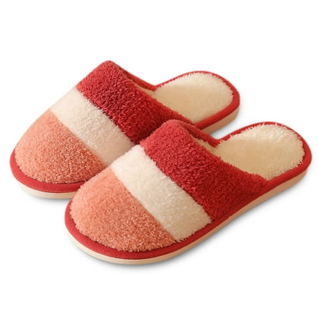 

Slippers for Women Womens Slippers For Women Slip On Warm Shoes Soft Plush House Slippers Flip Flop Red 7.5