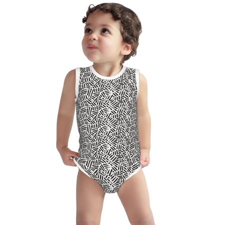 

Vsdgher Weave Geometric Print Baby Unisex Baby Cotton Sleeveless Bodysuits Soft and velvety comfortable and breathable