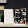 thumbnail image 3 of Gift-worthy Jewelry Organizer, 3-Tier Design With 12 Hooks And Additional Small Metal Rods, Curtain Rod Set For Necklaces, Bracelets, Rings, Earrings, Watches (White), 3 of 6