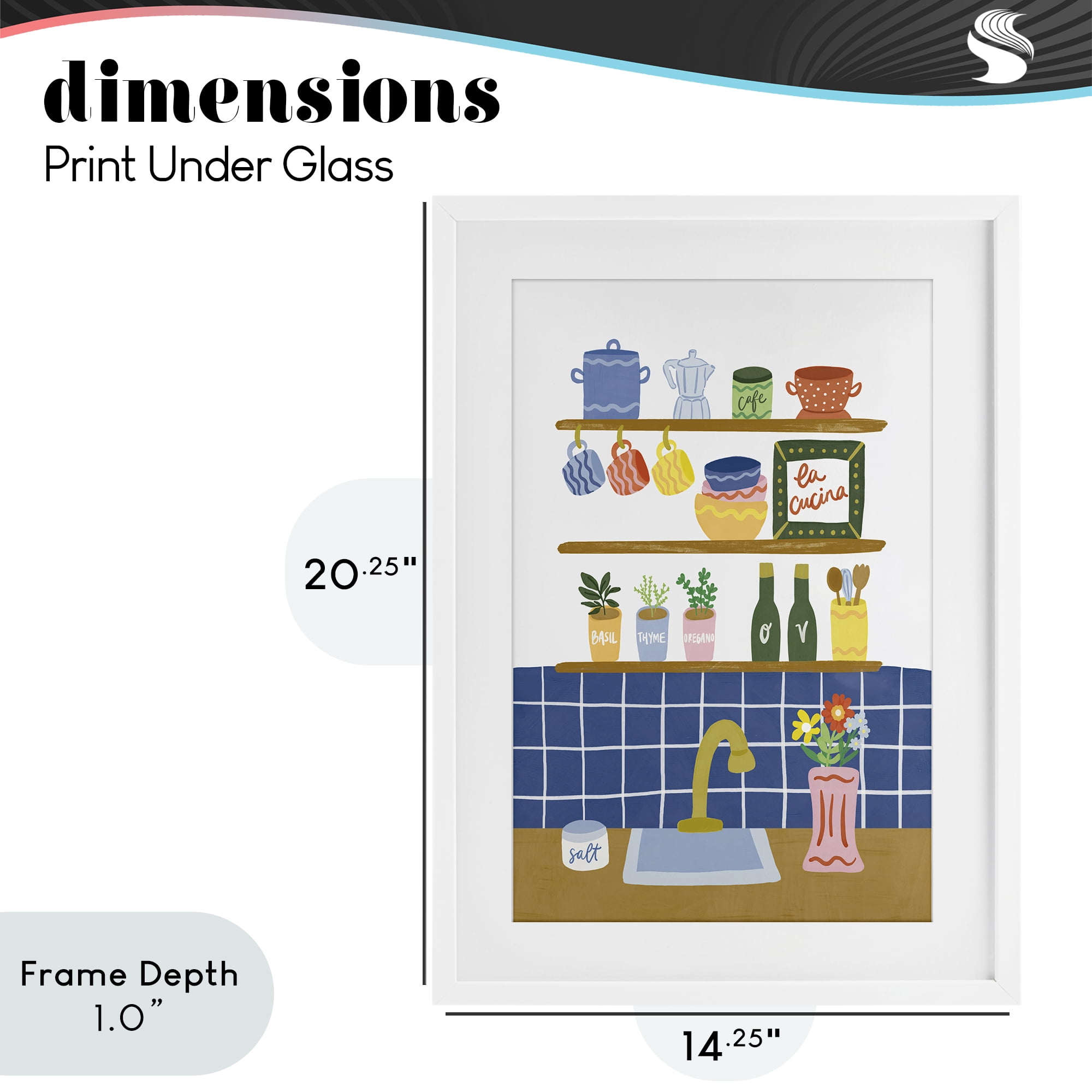 Stupell Industries Italian Kitchen Spice Rack White Framed Print Under Glass, design by Amanda Houston