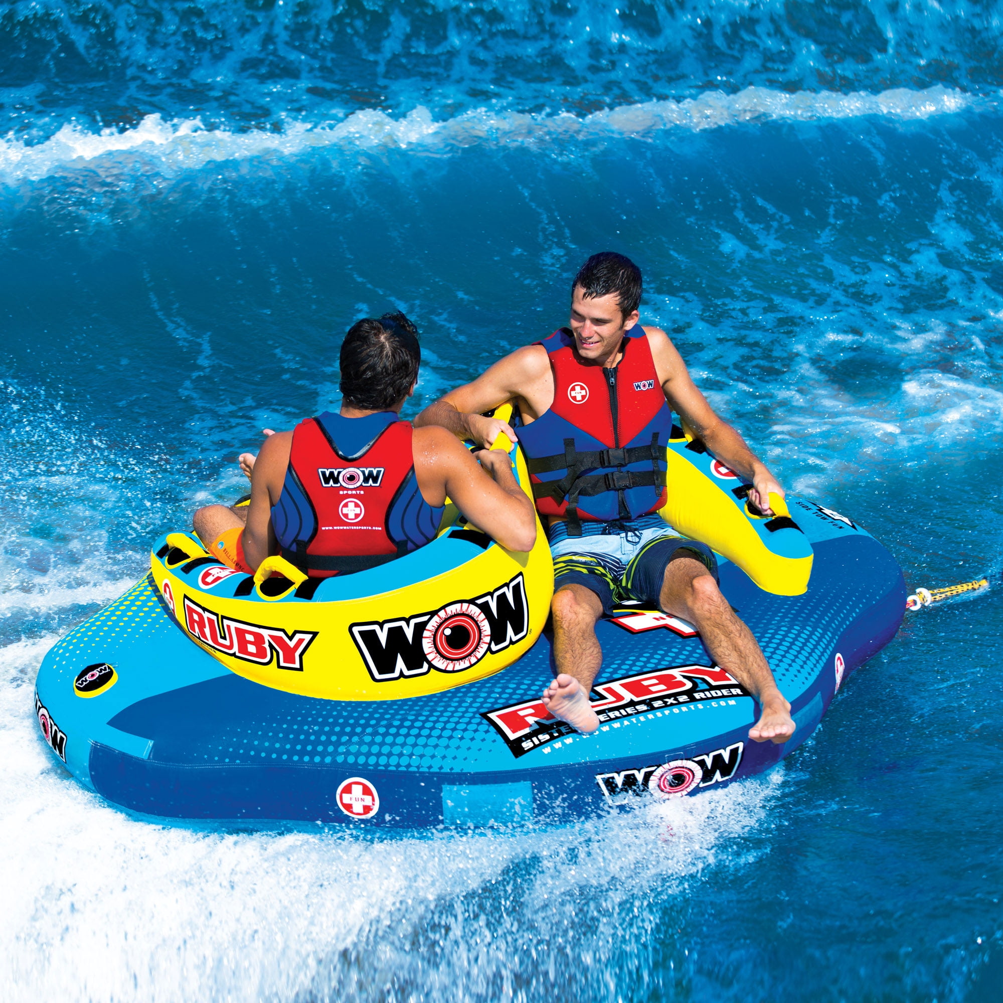 Blue & Yellow15-1060 WOW Watersports Ruby 2 Rider Towable Tube 