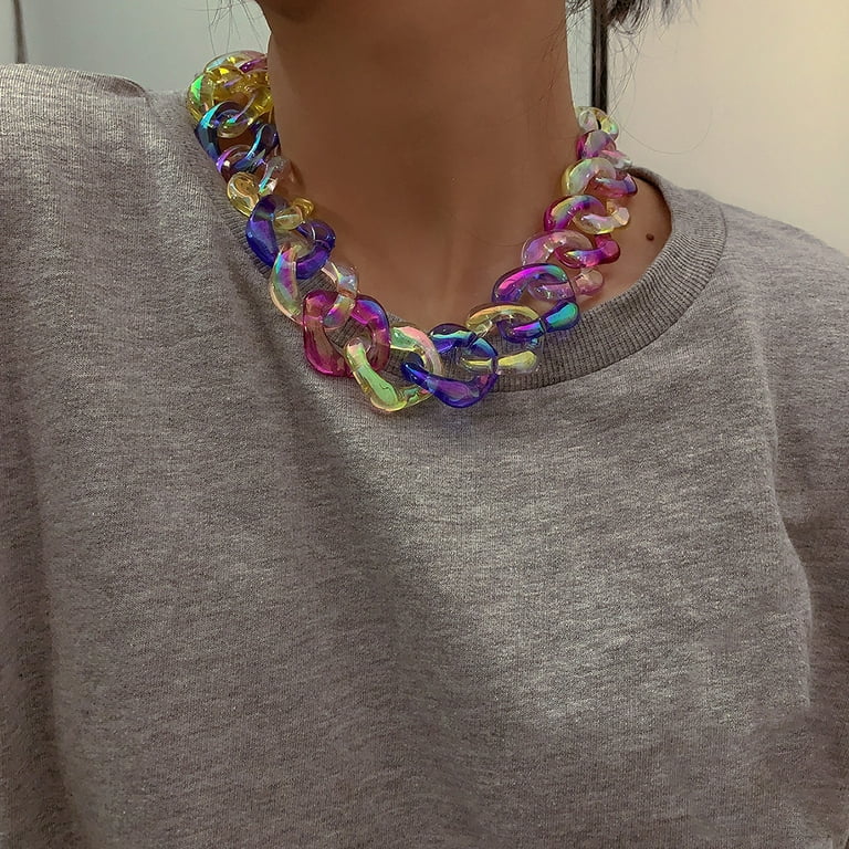 Chain Necklace Acrylic Chunky Colorful Punk Necklace Choker