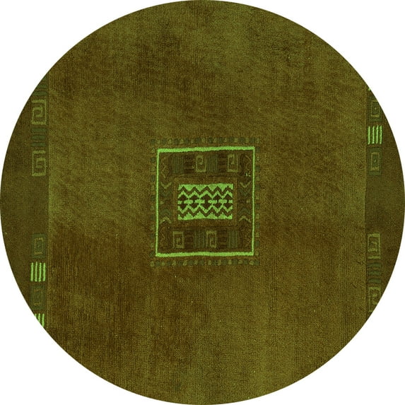 Ahgly Company Indoor Round Abstract Green Modern Area Rugs, 5' Round