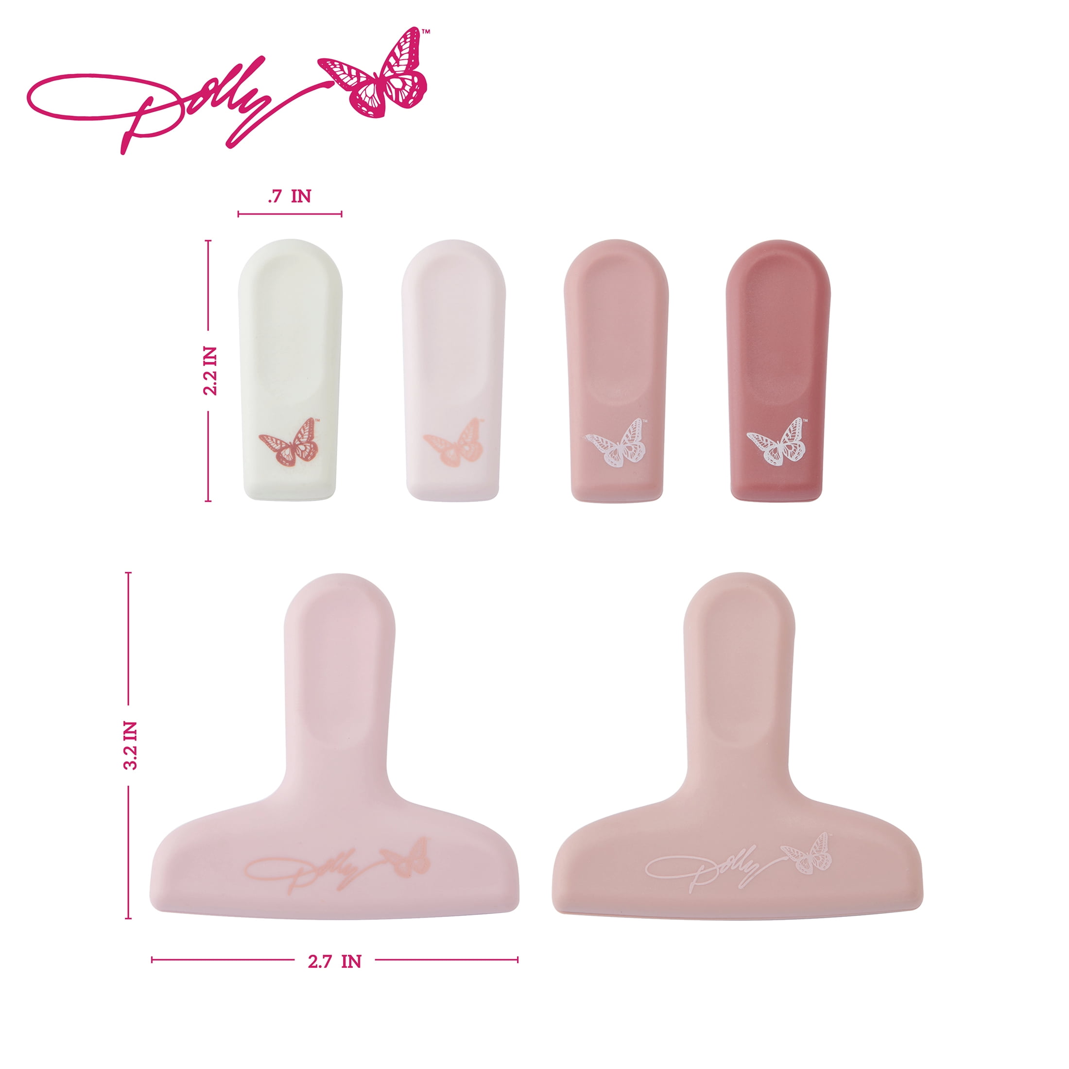 Dolly Parton Set of 6 Bag Clips, Blush