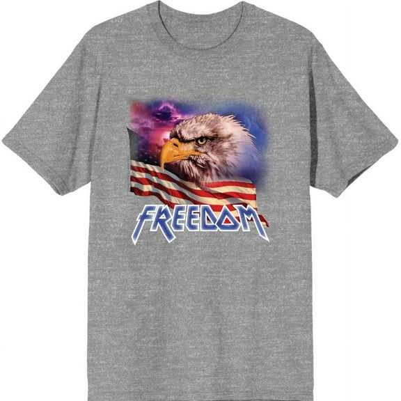 Americana Freedom Eagle Men's Heather Gray Crew Neck Short Sleeve Tee-Medium
