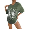 thumbnail image 4 of Seyurigaoka Women Juniors Summer Loose Tops, Leisure Style Sun Moon Print Round Collar Half Sleeve T-shirt Pullover Base Shirt, 4 of 8