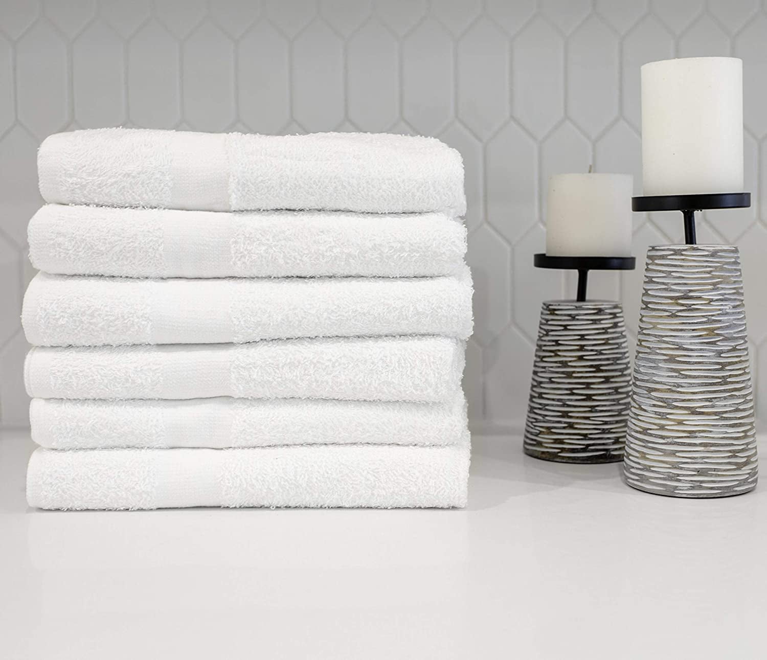 Pacific Linens 16x27-Inch Hand Towels 24 Bulk Pack White, Super Absorbant  100% Cotton, Gym-Spa-Beauty Salon Towels, Bathroom, Kitchen 