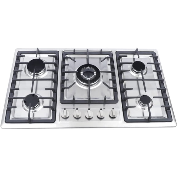 Gas Cooktop 34 Inch Gas Stove Top, 5 Burners Stainless Steel Built-In NG/LPG Gas Stove for Home Kitchen With Thermocouple Protection(5 Burners 860 * 500mm)