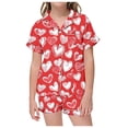 thumbnail image 4 of SXcggal One Two Piece Pajama Set With Short Sleeve Shorts Printed On Valentine's Day For Girls Basic Warm Kids Pajama Set, 4 of 4
