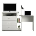 Elm & Oak Somerset 3 in 1 Media Dresser and Desk Combo, White