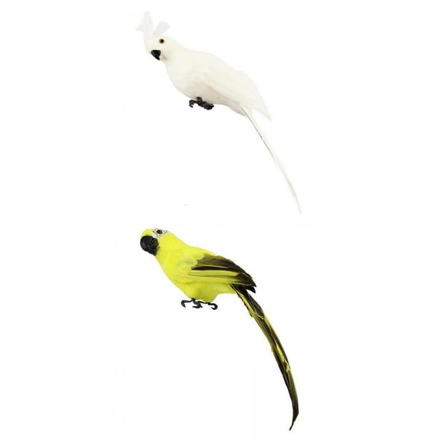 2 Uds. Estatuillas de Loros Artificiales Estatuas para La Decoración Del Paisaje Del Porche Del Patio Del