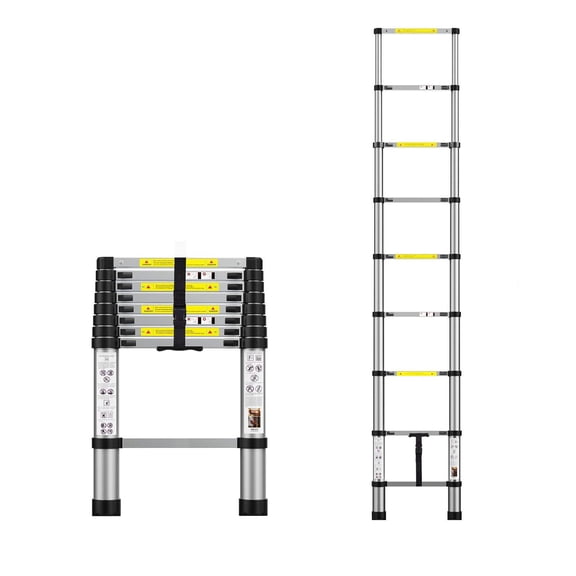 BOWEITI 26.5 FT TELESCOPIC LADDER, ALUMINUM FOLDABLE WITH NON-SLIP FEET, LIGHT RV COMPACT LADDER, HOME, OUTDOOR, 330 LB CAPACITY EXTENSION LADDER (26.5 FT)